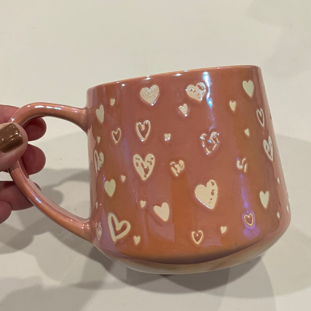Peach Heart Patterned Mug